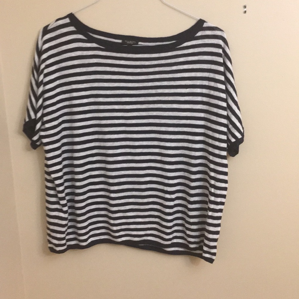 Navy and white sweater top